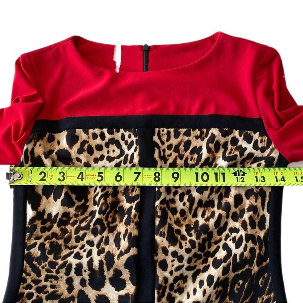 Joseph Ribkoff Leopard Colorblock Dress 2 - Picture 9 of 10